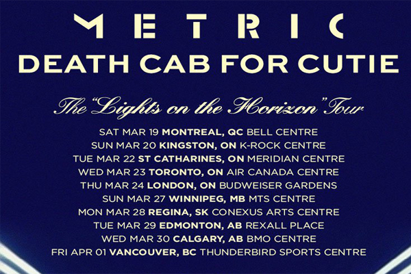 METRIC AND DEATH CAB FOR CUTIE ANNOUNCE CO-HEADLINING TOUR