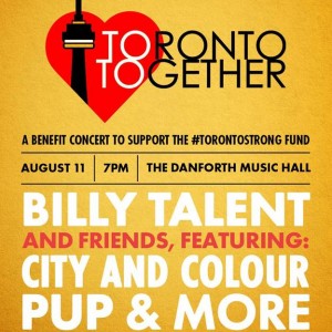 BILLY TALENT AND FRIENDS ANNOUNCE BENEFIT CONCERT FOR VICTIMS OF DANFORTH SHOOTING