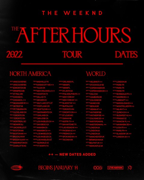 weeknd song list for tour