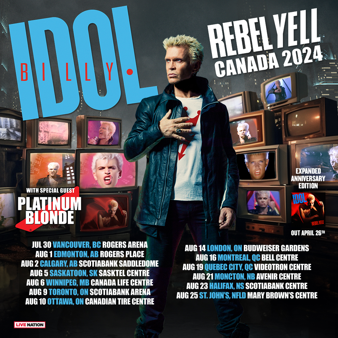 Rock Icon Billy Idol Announces Rebel Yell Canada 2024 Tour